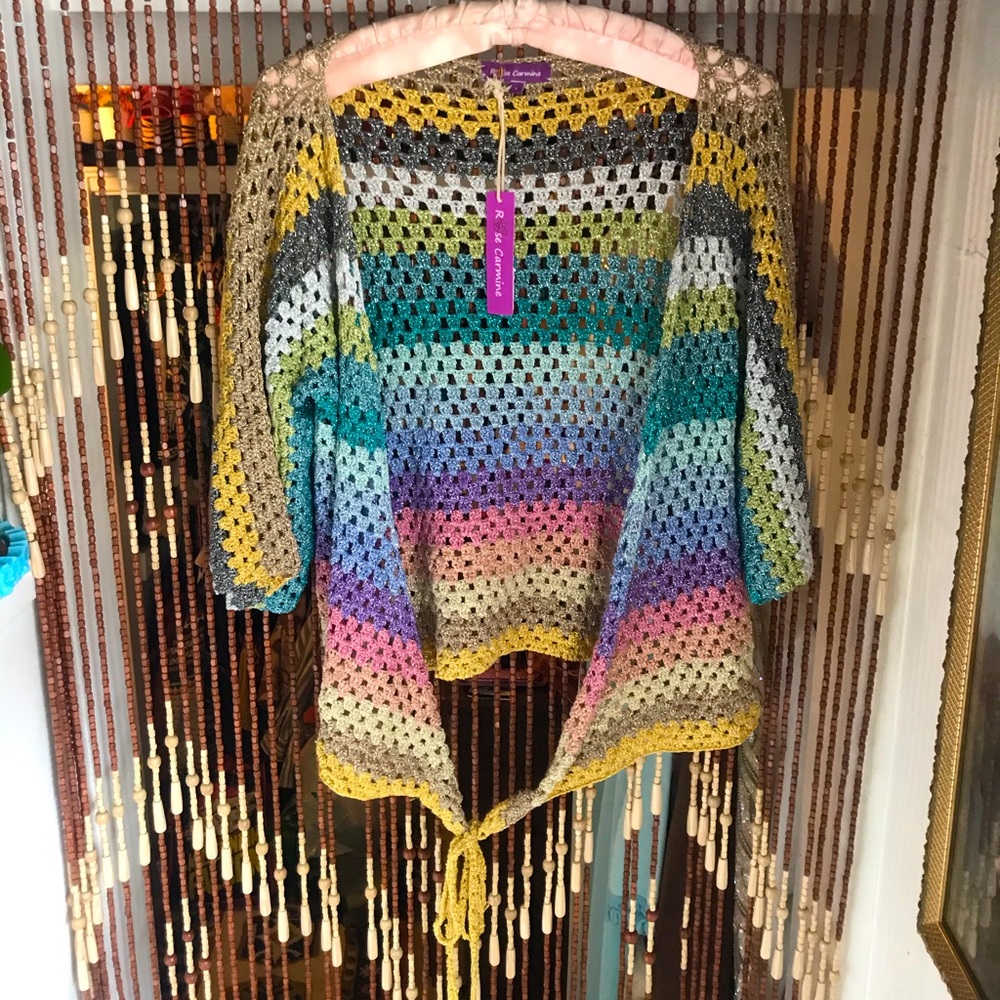 Rose Carmine Colorful Open Knit Sweater💗